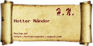 Hotter Nándor névjegykártya